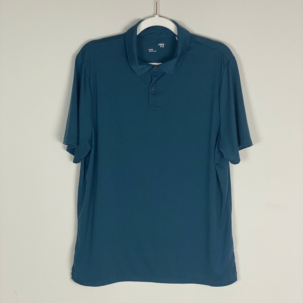 Free Fly Elevate Polo Shirt Mens Medium Short Sleeves Performance Active